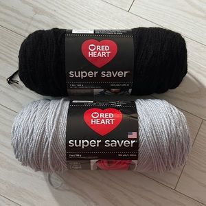 Black & Light Grey Red Heart Super Saver Yarn